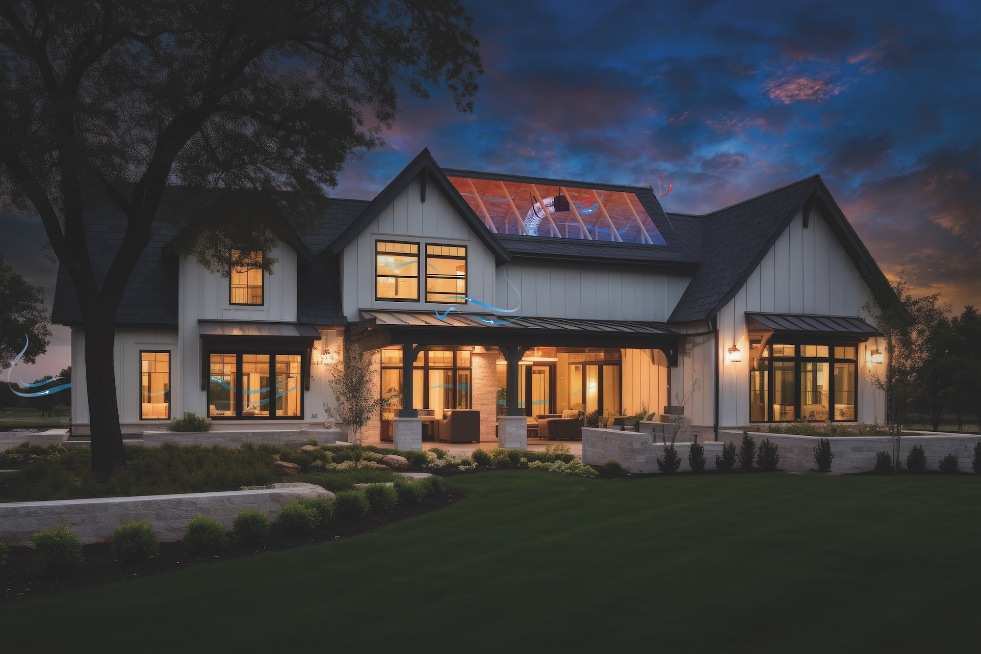 QuietCool whole house fan installed in modern Fresno California home for natural cooling